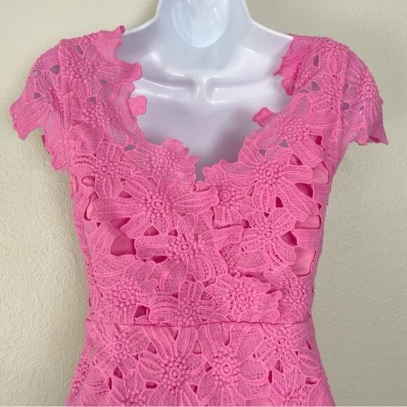 J.O.A. pink floral embossed eyelet mini dress S - Picture 8 of 13